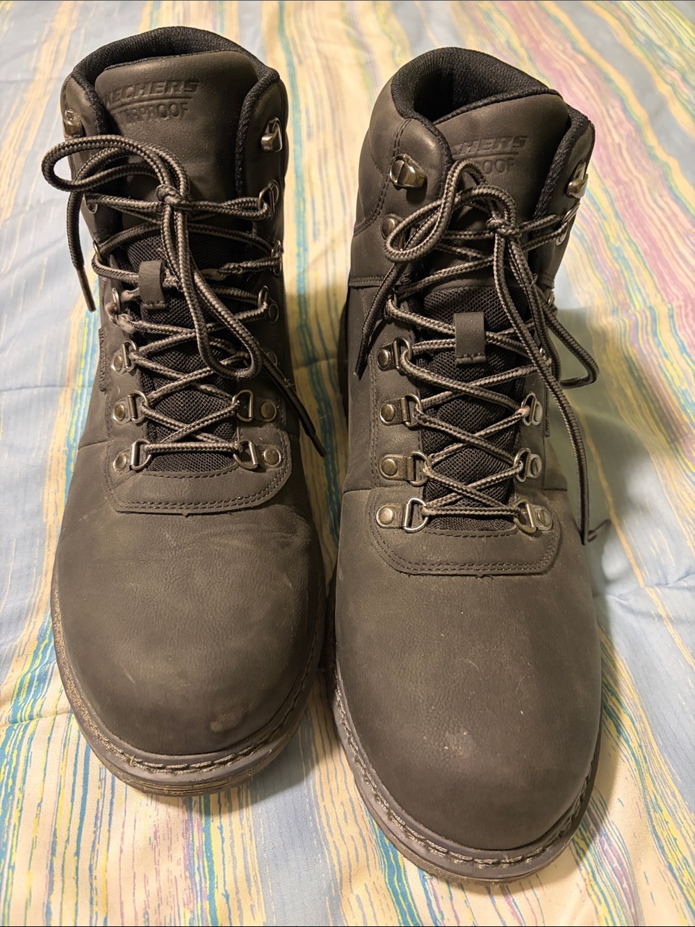 Skechers Men's Black Lace-Up Waterproof Work Boots